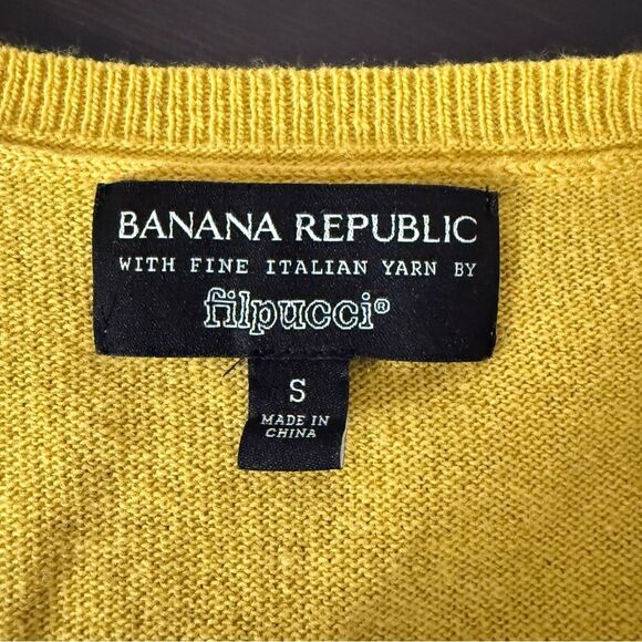 Banana Republic Filpucci Sweater Womens Sz S Yellow V Neck Wool Cashmere Blend - Picture 9 of 12